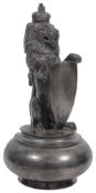 A Victorian novelty pewter rampant lion pastille burner