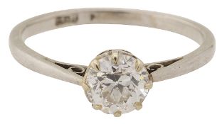 A diamond single stone ring
