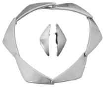 A Hans Hansen silver 'peak' bracelet with matching earrings