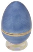 A 1960s Italian silver gilt and guilloche enamel bonbonniere in the form of an egg