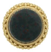 A bloodstone-set ring