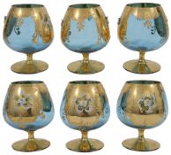 A set of six vintage Venetian Tre Fuochi glasses