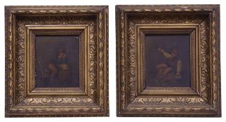 Dutch School (early 19th century) a pair of tavern interiors