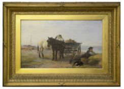 Henry Garland (1834-1913), 'Waiting for the Boats', oil on canvas,