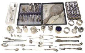 A collection of silver to include cruet items