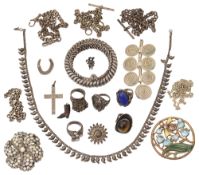 A collection of silver and other jewellery