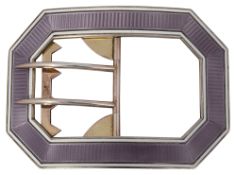 A large French silver-gilt and guilloche enamel belt buckle c.1900