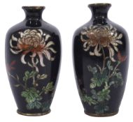 A pair of Japanese Meiji period small cloisonne vases