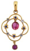 An early 20th yellow gold open-work pendant