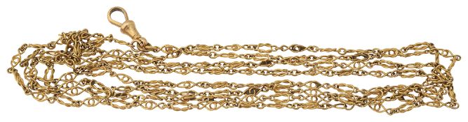 A 15ct yellow gold fancy link guard chain