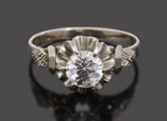 A diamond single stone ring