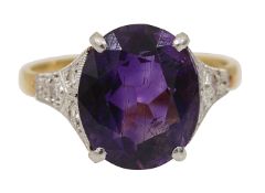 An amethyst and diamond-set ring