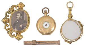 A 9ct cased gold tooth pick and a 14K cased pocket watch