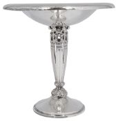 A George VI Charles Boyton Art deco planished silver tazza