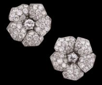 An attractive pair of French diamond-set ear clips, attributed Cartier
