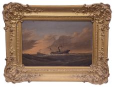 Attributed to Thomas Luny (British, 1759-1837) 'A Paddle Steamer in Stormy Seas'