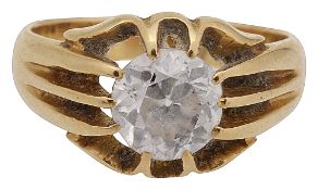 A diamond single stone ring