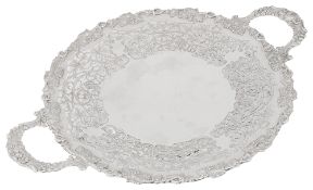 An Edwardian silver twin handled pierced fruit stand