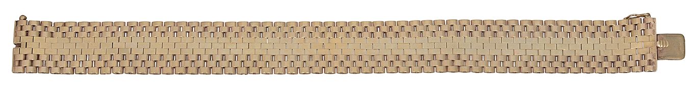 A 1960s 9ct gold articulated panel bracelet