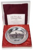 A modern silver Peter Scott 1973 Christmas plate, 'Evening Flight'