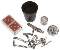 A Sampson & Mordan telescopic silver propelling chatelaine pencil and other items