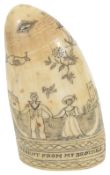 An unusal early 19th century sailor work scrimshawed whales tooth