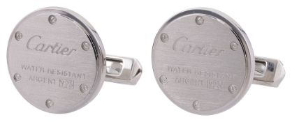 A pair of Cartier Sterling silver water resistant cufflinks