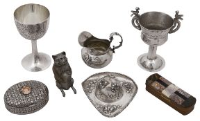 A late 19th century German .900 silver box and other mostly continental silver vertu