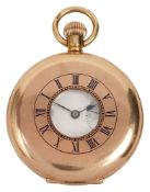 A 9ct gold cased Benson half hunter keyless pocket watch