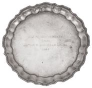 A modern Indian silver presentation card tray