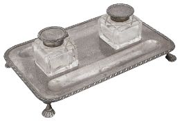 Asprey & Co. A George V silver double inkstand