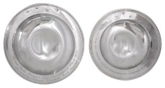 Two modern presentation prize silver armada dishes