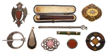 A collection of brooches and accessories etc