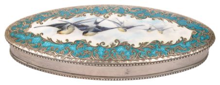 An Edwardian silver and enamel trinket box