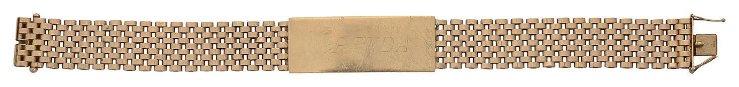 A 9ct gold rectangular identity bracelet