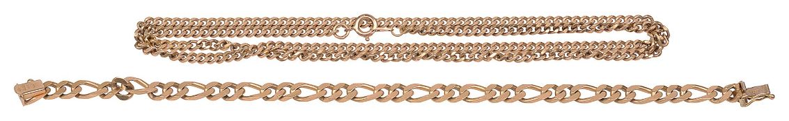 An Italian fancy link bracelet and another