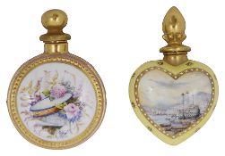 Two Lynton porcelain scent bottles painted by Stefan Nowacki