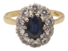 A sapphire and diamond cluster ring