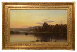 William Field 'Sunset over a Lake', oil on panel