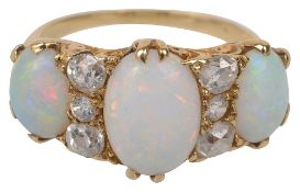 A late Victorian opal and diamond-set ring