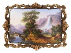 An early 19th century continental enamel plaque brooch