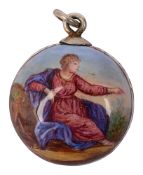 A late 19th century Austrian silver and enamel vinaigrette