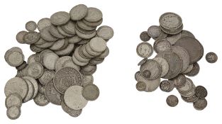 A collection of Victorian and later pre and post 1920 silver and other coins