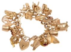 A 9ct gold charm bracelet