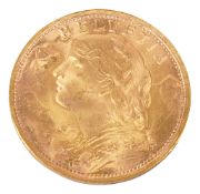 Switzerland. 1947 gold 20 Francs