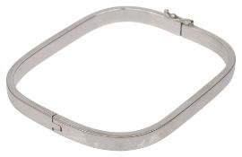 A hinged bangle, of shaped rectangular form