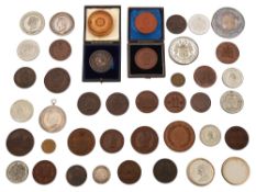 Victoria Accession copper medal, 1837 by J. Ottley and a collection 1887 Golden Jubilee commemorativ