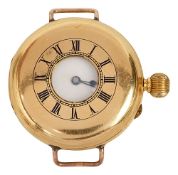An Edwardian 18ct gold keyless half hunter pocket watch