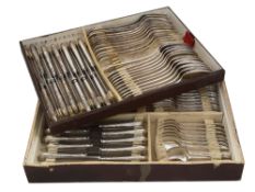 Early 20th C. German silver plated twelve setting canteen of flatware