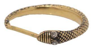 A Georgian yellow gold and black enamel ouroboros jewel